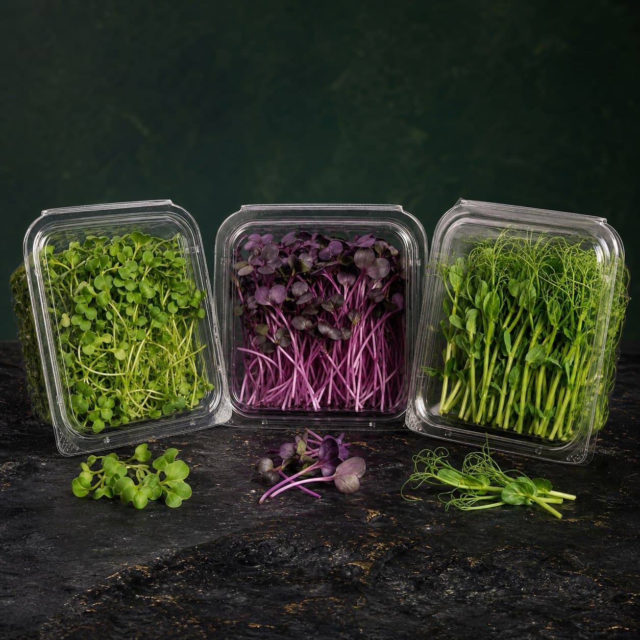 Fresh microgreens product presentation